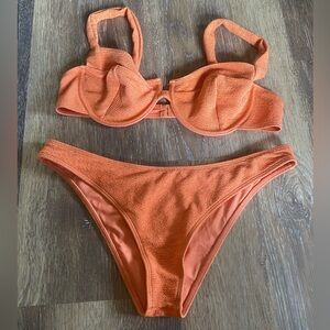 Orange Textured Bikini Set